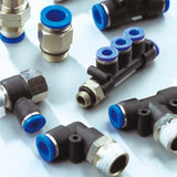 Plastic push-in pneumatic fittings